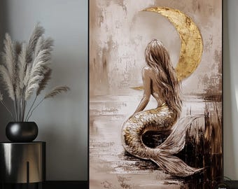 Majestic Mermaid Canvas Wall Art: Ocean Sea Creature Print, Ready to Hang