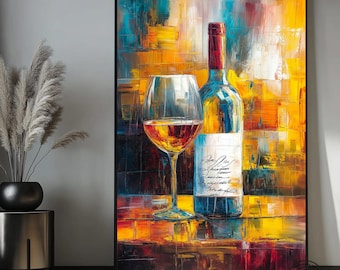 Red Wine & Fruit Canvas Wall Art: Ready to Hang Kitchen Decor