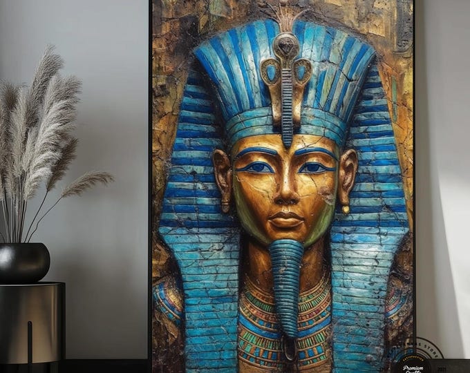 Tutankhamun Abstract Framed Poster, Tutankhamun, Pharaoh, Egyptian Decor, Ancient Egypt, Ancient Egyptian Art, Home Decor, Abstract Wall Art