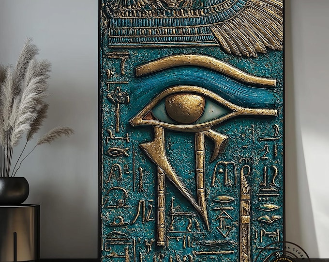 Eye of Horus Canvas Art: Abstract Textured Painting, Spiritual Wall Decor