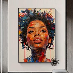 Afrikanische Frau Portrait: Handgemachte Öl Malerei auf Leinwand, moderne Kunst