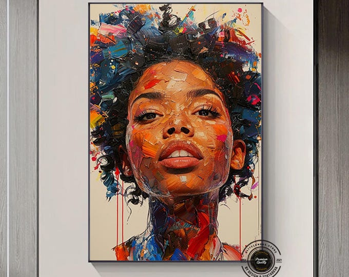 African Women Portrait, African American Culture, African Tribe Wall Art, African Culture Wall Decor, Oil Painting, Modern Home Decor, Art