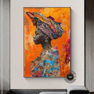 Afrikanerin Portrait: Handgemachte Ölmalerei, moderne Wandkunst