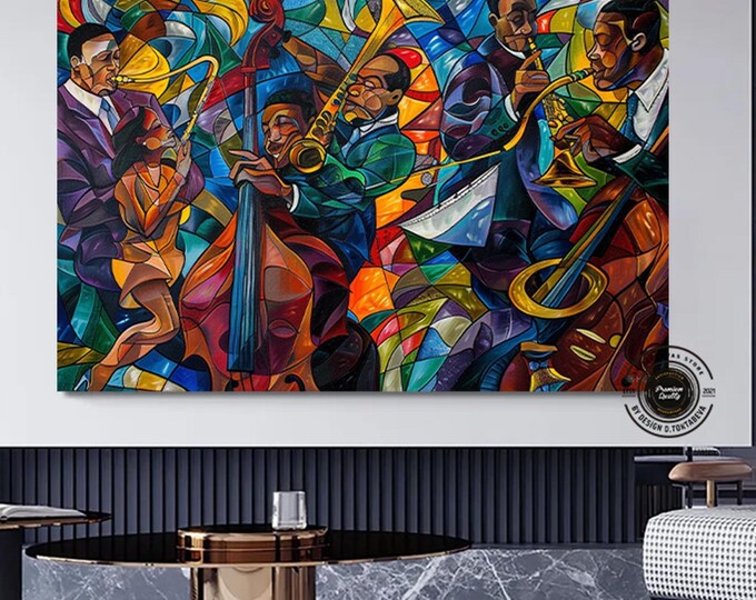 Picasso style Jazz Wall Art, Musician Prints, African Wall Art Prints, Abstract Modern Wall Art Prints, Jazz Prints, Large Abstract Art
