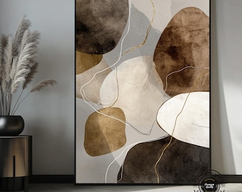 Handmade Neutral Abstract Canvas Art, Earth Tone Wall Decor