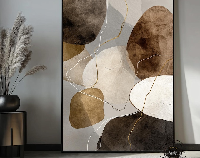 Handmade Neutral Abstract Canvas Art, Earth Tone Wall Decor