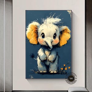 Baby Elephant Wall Art, Kids Room Decor, Kids Room Wall Art, Elephant Baby Room, Cute Animal Print, Wall Decoration