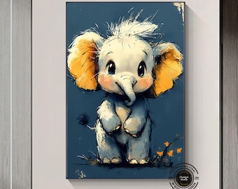 Baby Elephant Canvas Art, Kids Room Decor