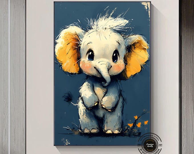 Baby Elephant Wall Art, Kids Room Decor, Kids Room Wall Art, Elephant Baby Room, Cute Animal Print, Wall Decoration