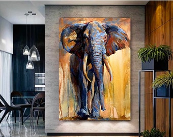 Abstract Elephant Canvas Print, Colorful Graffiti Style