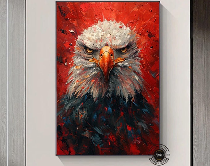 Majestic Bald Eagle Canvas Art - Bald Eagle Wall Art, Ready to Hang Wall Decor, Patriotic Wildlife Print, Living Room Decor, Unique Gift
