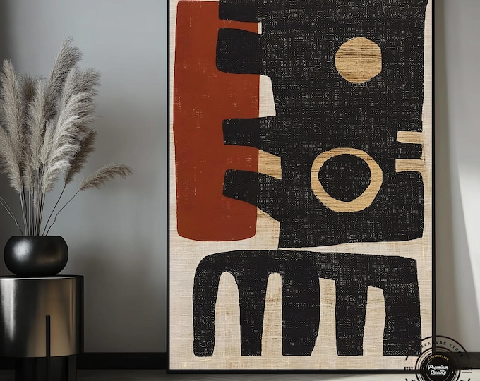 Geometric African Wall Art: Black, Yellow, & Boho Style