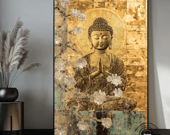 Golden  Buddha Canvas Art – Luxury Zen Home Decor
