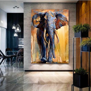 Modern Print Graffiti Art Abstract Elephant Canvas Painting Street Colorful Animals Picture for Home Wall Decoration