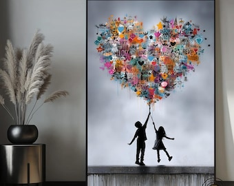 Banksy Heart Balloon Canvas Art: Ready to Hang Wall Decor