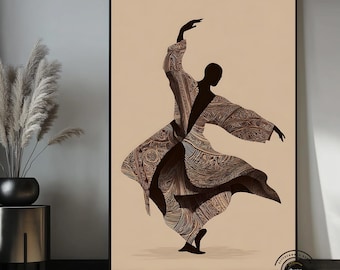 Muurdecoratie met Afrikaanse dans, traditioneel Afrikaans schilderij, tribale etnische kunst, decoratie met Afrikaanse cultuur, boho muurdecoratie