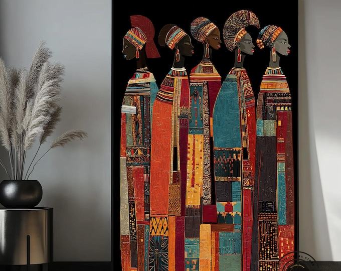 African Queens – Colorful Afrocentric Abstract Canvas Wall Art
