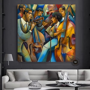 Jazz Wall Decor, Jazz Orchestra Art, Music Wall Art, Jazz Wall Art, Living Room Decor, Home Decoration,Picasso style