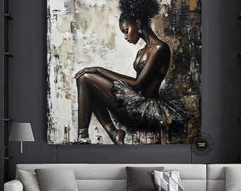 Black Ballerina Art: Abstract African American Woman Canvas Print