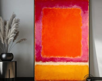 Mark Rothko Style Abstract Wall Art, Orange Red Color Field Painting, Minimalist Canvas Art, Large Modern Wall Decor, Contemporary Artwork