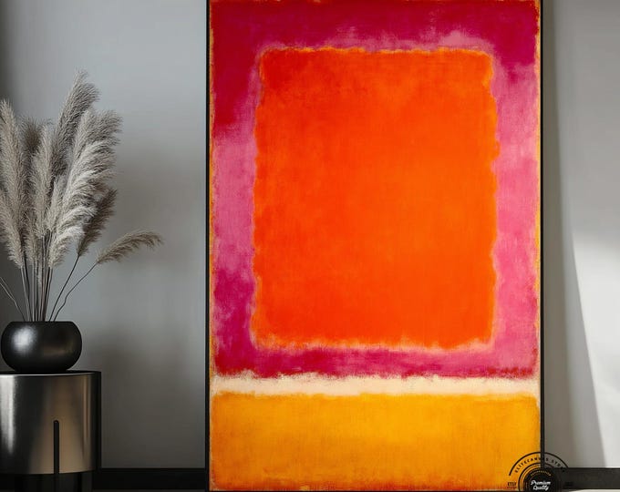Mark Rothko Style Abstract Canvas Art, Orange Red Color Field Painting, Modern Wall Decor