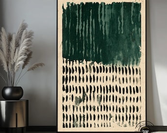 Dark Green Abstract Wall Art, Modern Minimalist Canvas Print, Organic  Artwork, Neutral Boho Wall Decor, Contemporary Home Art