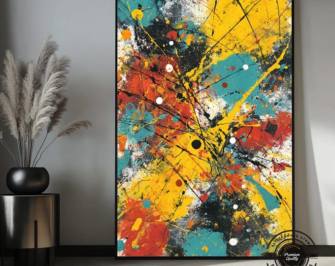 Energetic Color Explosion – Modern Abstract Canvas Painting | Large Abstract Wall Art