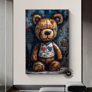 Teddy bear wall art, teddy bear graffiti art, teddy bear street art, graffiti wall art, street wall art