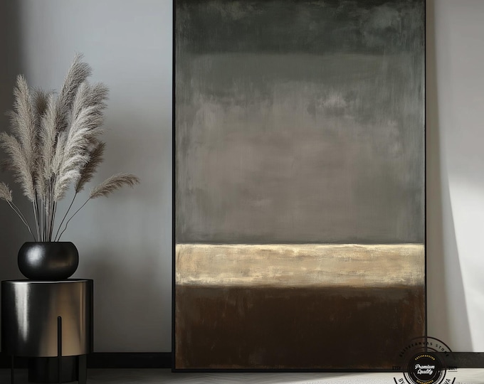 Mark Rothko Style Abstract Canvas Art, Minimalist Earth Tone Wall Decor