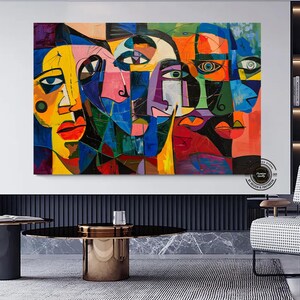 Geometrische Gesichter Leinwand Kunst: Moderner Kubismus Wanddekor