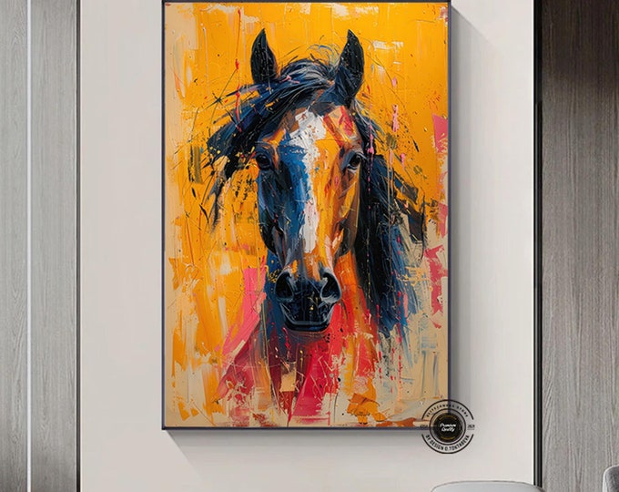 Copy of  Abstract Horse Painting On Canvas Horse Wall Art Print Colorful Abstract Wall Art Abstract portrait of a horse with Vibrant Colors,