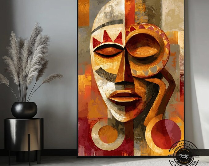 Abstract African Mask Canvas Painting | Modern and Stylish Wall Decor