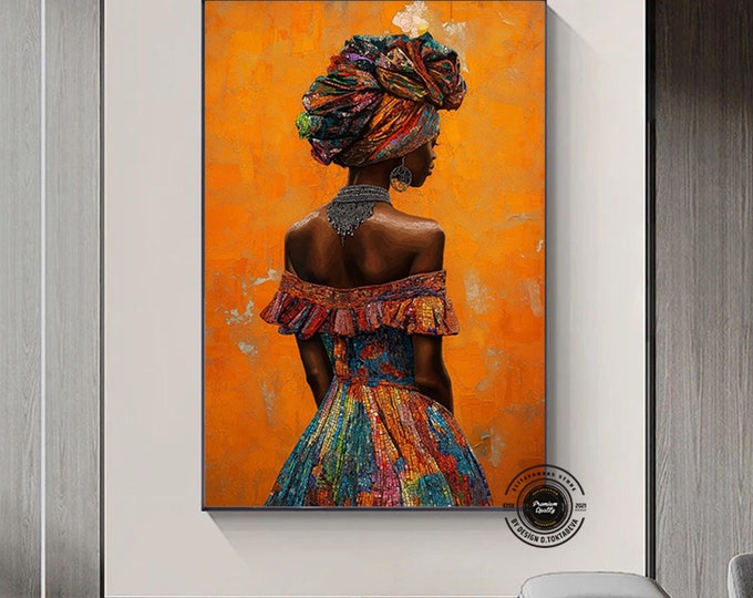 African Women Portrait, African American Culture, African Tribe Wall Art, African Culture Wall Decor, Oil Painting, Modern Home Decor, Art