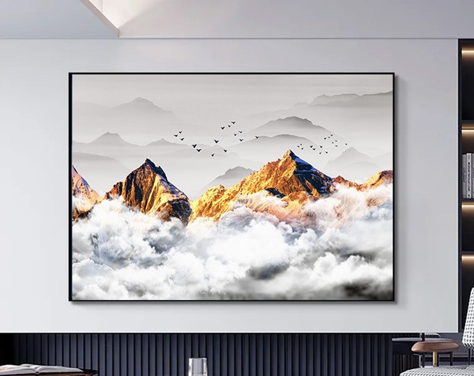 Abstract Mountain Landscape canvas wall art, Mountain Landscape Canvas wall Decor, Room Decor Art, Christmas Gift ready to hang decor