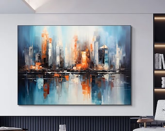Abstract City Painting, Urban Art Print, New York Skyline canvas, City Skyline Painting, New York Wall Abstract Painting