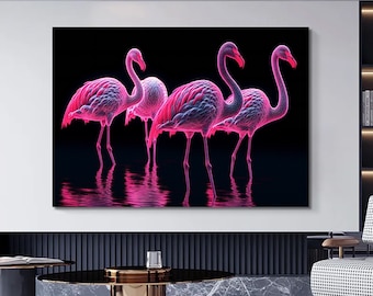 Flamingo Canvas Art, Flamingo Wall Art, Flamingo Painting Print, Bird Gift Idea, Bird Wall Decor, Flamingo Poster,