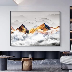 Abstract Mountain Landscape canvas wall art, Mountain Landscape Canvas wall Decor, Room Decor Art, Christmas Gift ready to hang decor
