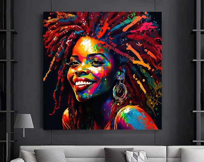 Modern afro American woman graffiti wall art.Woman graffiti wall decor,
