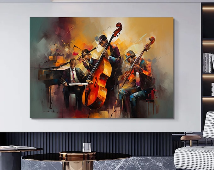 Jazz Musician Piano Canvas Painting, Music Paintings oil painting canvas wall art. Jazz Music, Orchestra, Blues, Saxophone, Trumpet, Piano,