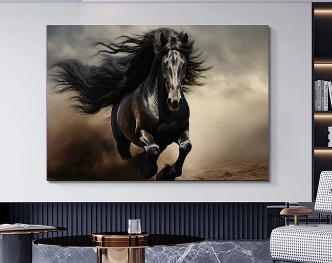 Horse canvas wall art print, horse canvas print , horse canvas painting , prancing horse canvas decor , modern wall decor , office decor,