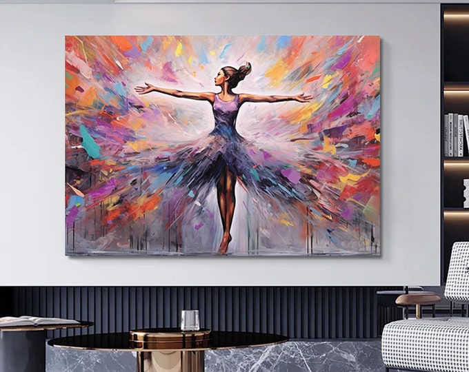 Ballerina graffiti poster print,Dancing ballerina wall art.Street art canvas.