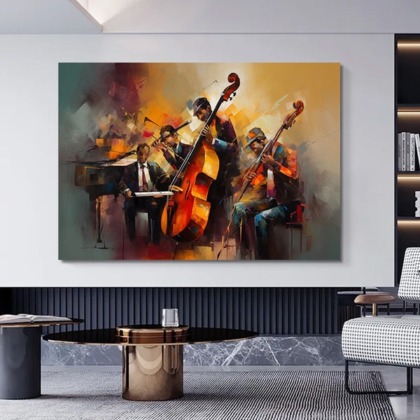 Jazz Musician Piano Canvas Painting, Music Paintings oil painting canvas wall art. Jazz Music, Orchestra, Blues, Saxophone, Trumpet, Piano,