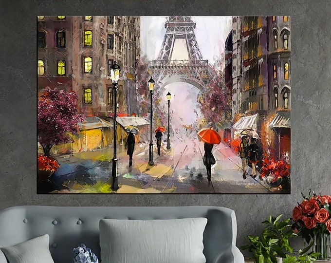 Canvas Wall Art, Eiffel Tower Wall Art, Canvas Art, Paris Wall Art, France Oil Painting, France Wall Art, Eiffel Tower Painting, Paris Print