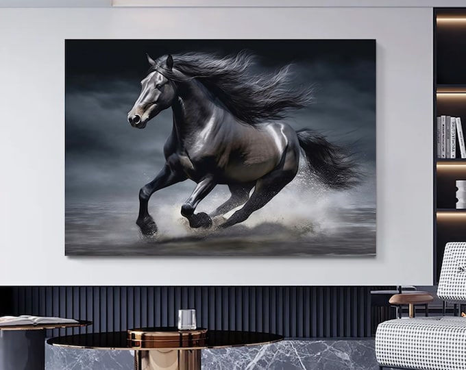 Horse canvas wall art print, horse canvas print , horse canvas painting , prancing horse canvas decor , modern wall decor , office decor,