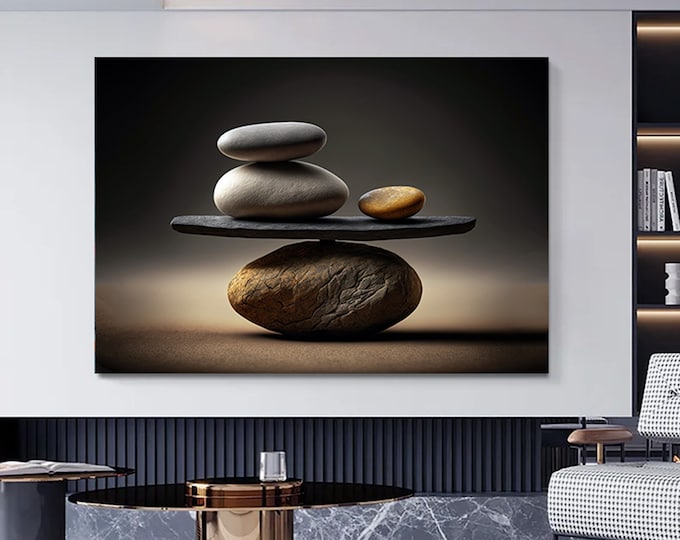A balance canvas wall art of rocks and pebbles,Balance Abstract Art, Balance canvas wall art,
