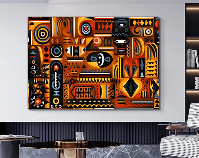 African American Culture Wall Art, African Culture Wall Decor, Wall Symbol Canvas Painting, Abstract Canvas Wall Art, Africa Wall Art, Gift