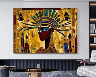 Ancient Egyptian Woman Portrait Canvas, Handmade Wall Art