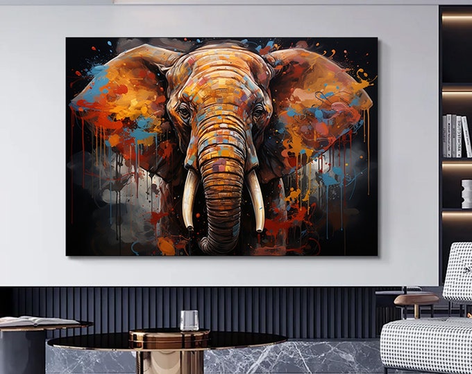 Modern Graffiti  Elephant.Graffiti wall art decor.Elephant  Canvas Wall Painting Home Office Gift Painting