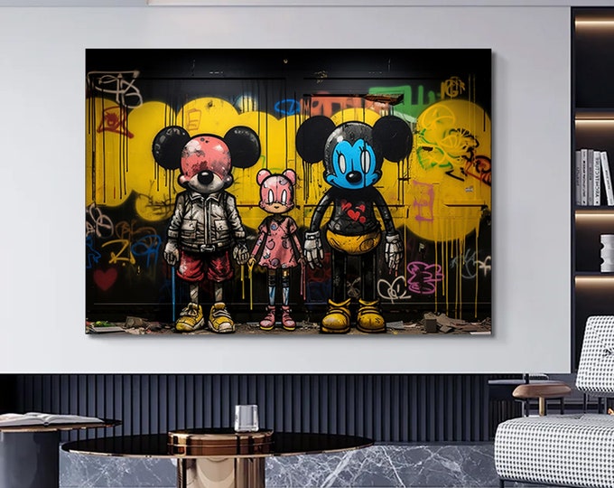 Urban Style Canvas| Banksy Style Canvas Art | Street Graffiti Art Print | Modern Home Decor | Banksy Wall Print | Large Framed Wall Art Set
