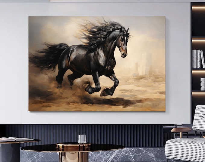Horse canvas wall art print, horse canvas print , horse canvas painting , prancing horse canvas decor , modern wall decor , office decor,